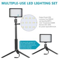 Neewer USB LED Video Light 2 Packs Dimmable 5600K with Adjustable Tripod Stand/Color Filters