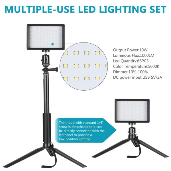 Neewer USB LED Video Light 2 Packs Dimmable 5600K with Adjustable Tripod Stand/Color Filters