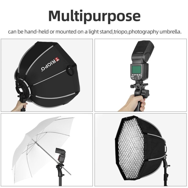TRIOPO 55cm 65cm 90cm 120cm Foldable Octagon Softbox Bracket Mount ...
