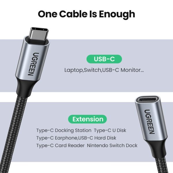 Ugreen USB C Extension Cable Type C Extender Cord USB-C Thunderbolt 3