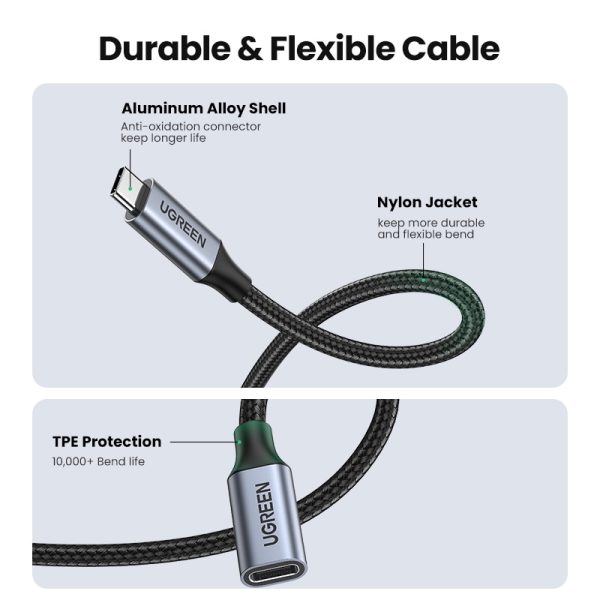 Ugreen USB C Extension Cable Type C Extender Cord USB-C Thunderbolt 3
