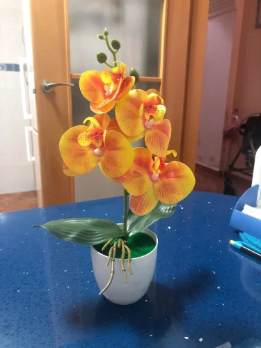 Bonsai Simulated Butterfly Orchid Artificial Potted Plant Desk photo review