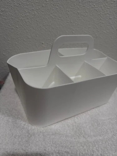 5-Compartment Plastic Storage Basket with Handle, Portable Office photo review