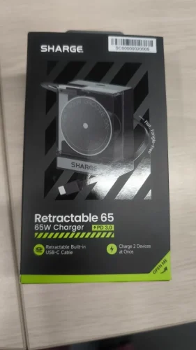SHARGE Retractable 65W USB C Charger GaN Power photo review