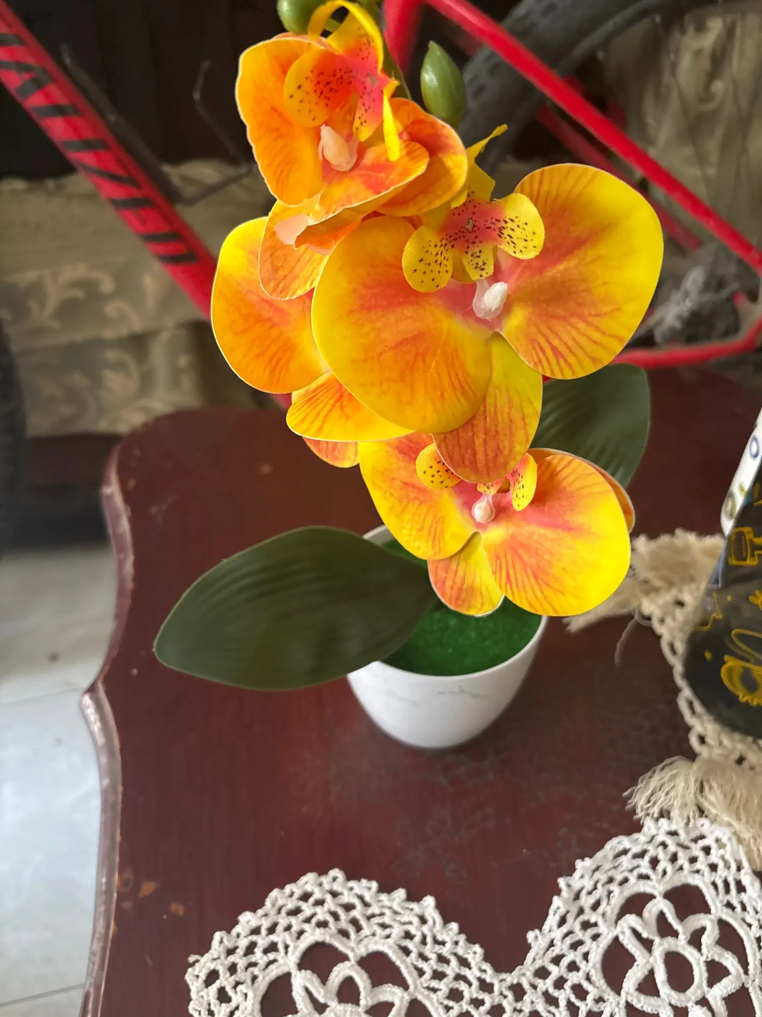 Bonsai Simulated Butterfly Orchid Artificial Potted Plant Desk photo review