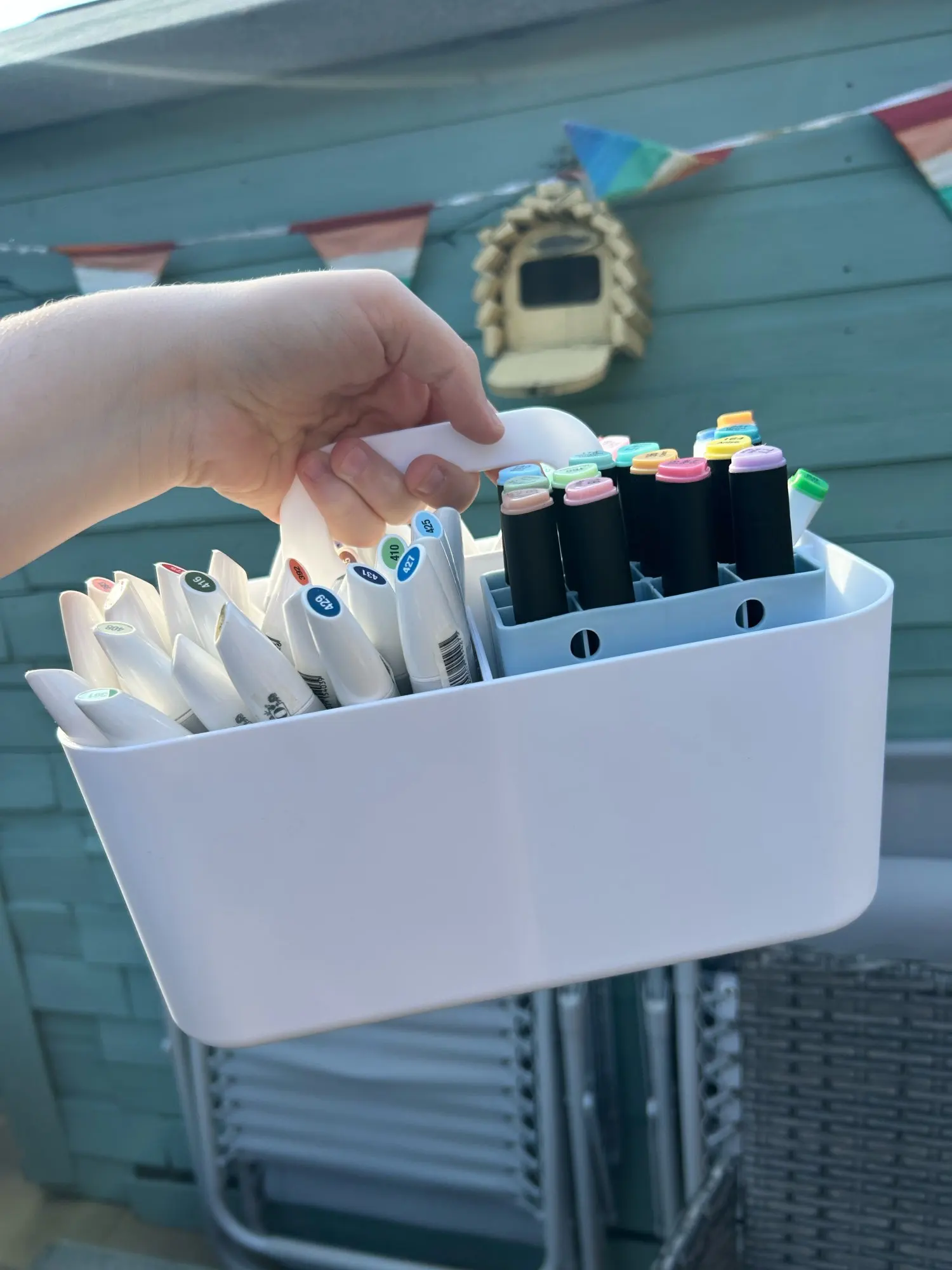 5-Compartment Plastic Storage Basket with Handle, Portable Office photo review