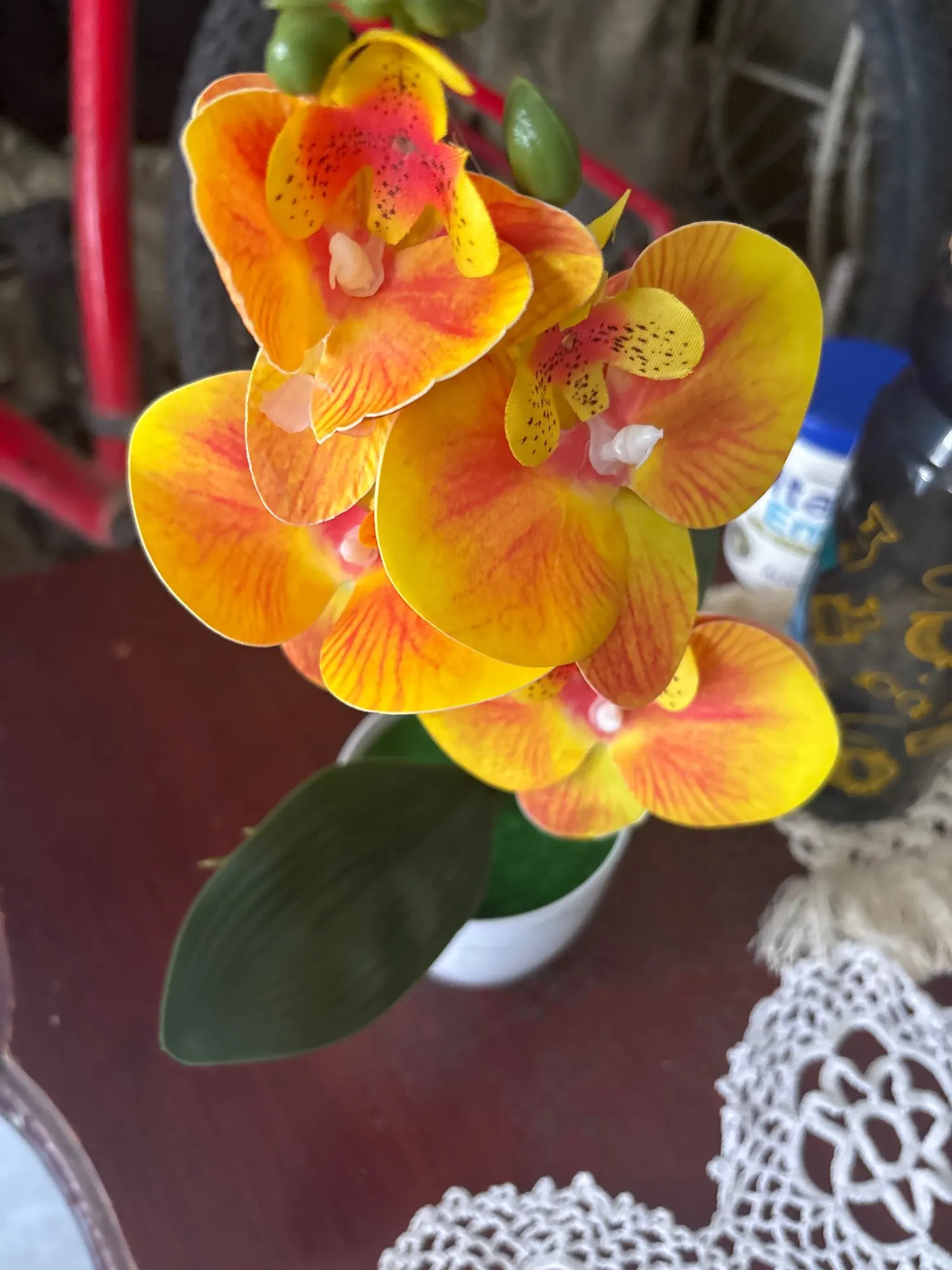 Bonsai Simulated Butterfly Orchid Artificial Potted Plant Desk photo review