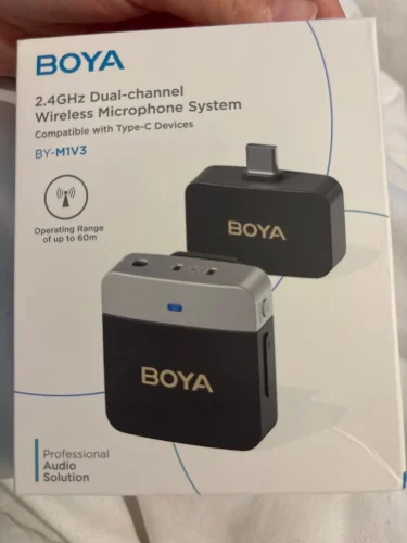 BOYA BY-M1V Wireless Lavalier Lapel Condenser Microphone for photo review