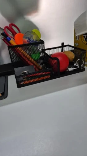 Black Mesh Desk Organizer - 3 Compartments with photo review