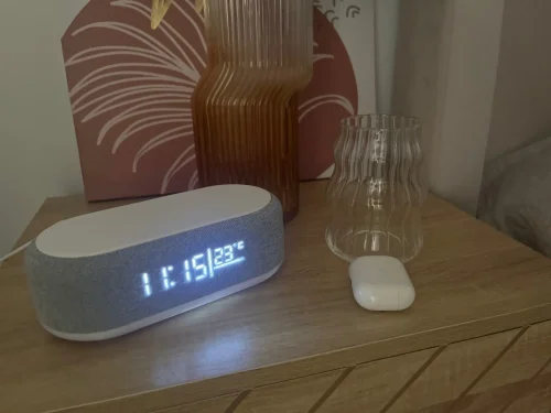 Alarm Clock Wireless Chargers Pad Phone Bedroom Lamp photo review