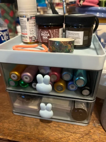 Small Desk Organizer With Drawer, Office Desktop Storage photo review