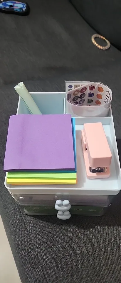 Small Desk Organizer With Drawer, Office Desktop Storage photo review