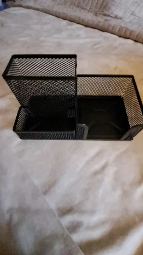 Black Mesh Desk Organizer - 3 Compartments with photo review