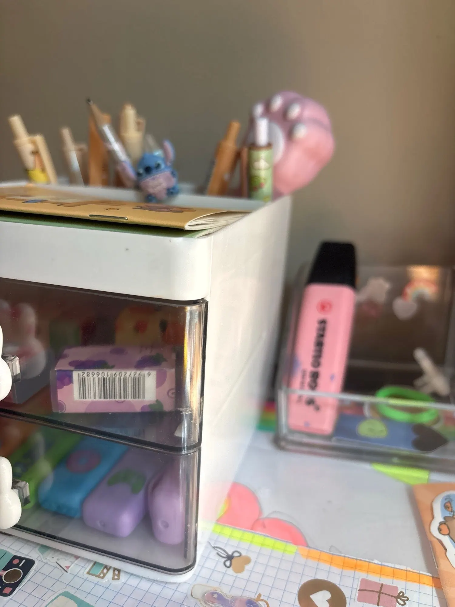 Small Desk Organizer With Drawer, Office Desktop Storage photo review