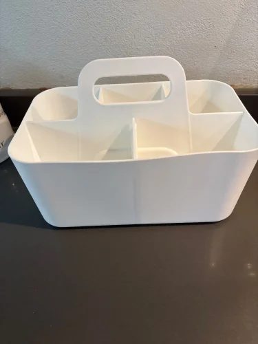 5-Compartment Plastic Storage Basket with Handle, Portable Office photo review