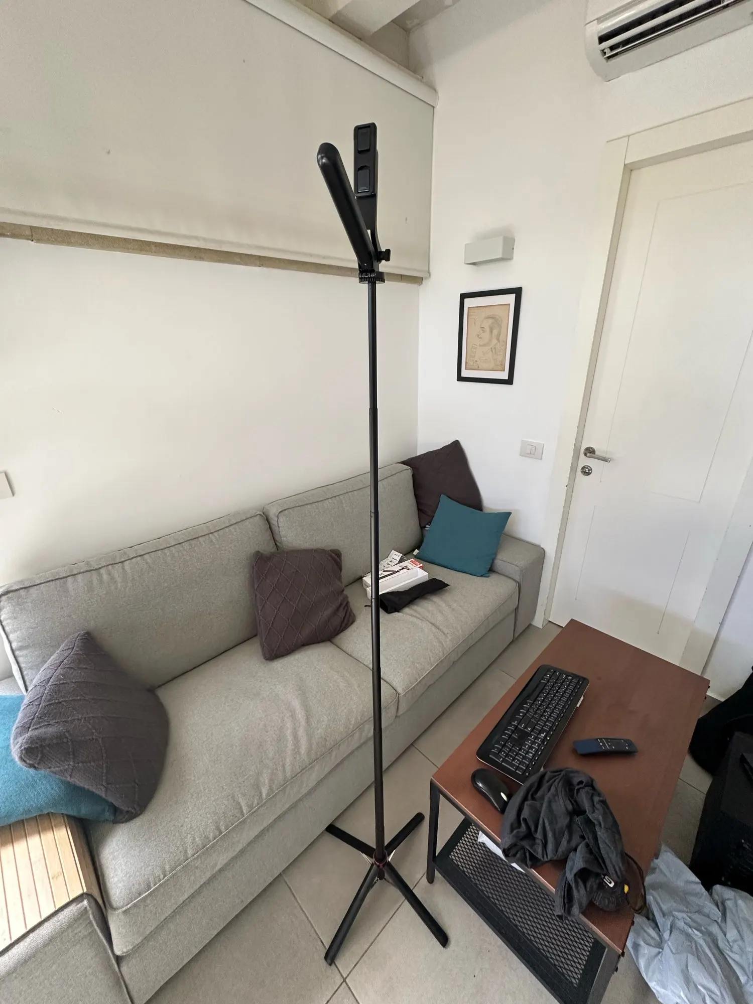 Portable camera tripod with wireless remote control and photo review