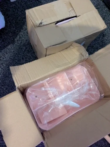 5-Compartment Plastic Storage Basket with Handle, Portable Office photo review