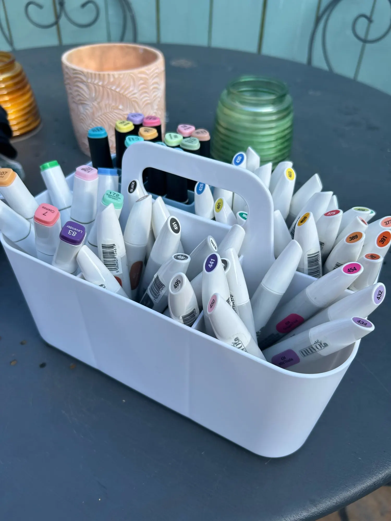 5-Compartment Plastic Storage Basket with Handle, Portable Office photo review