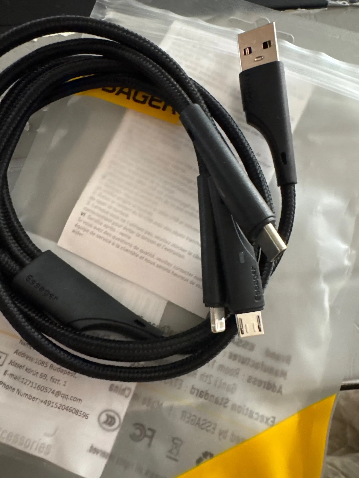 Essage 3 in 1 USB Cable Micro USB photo review