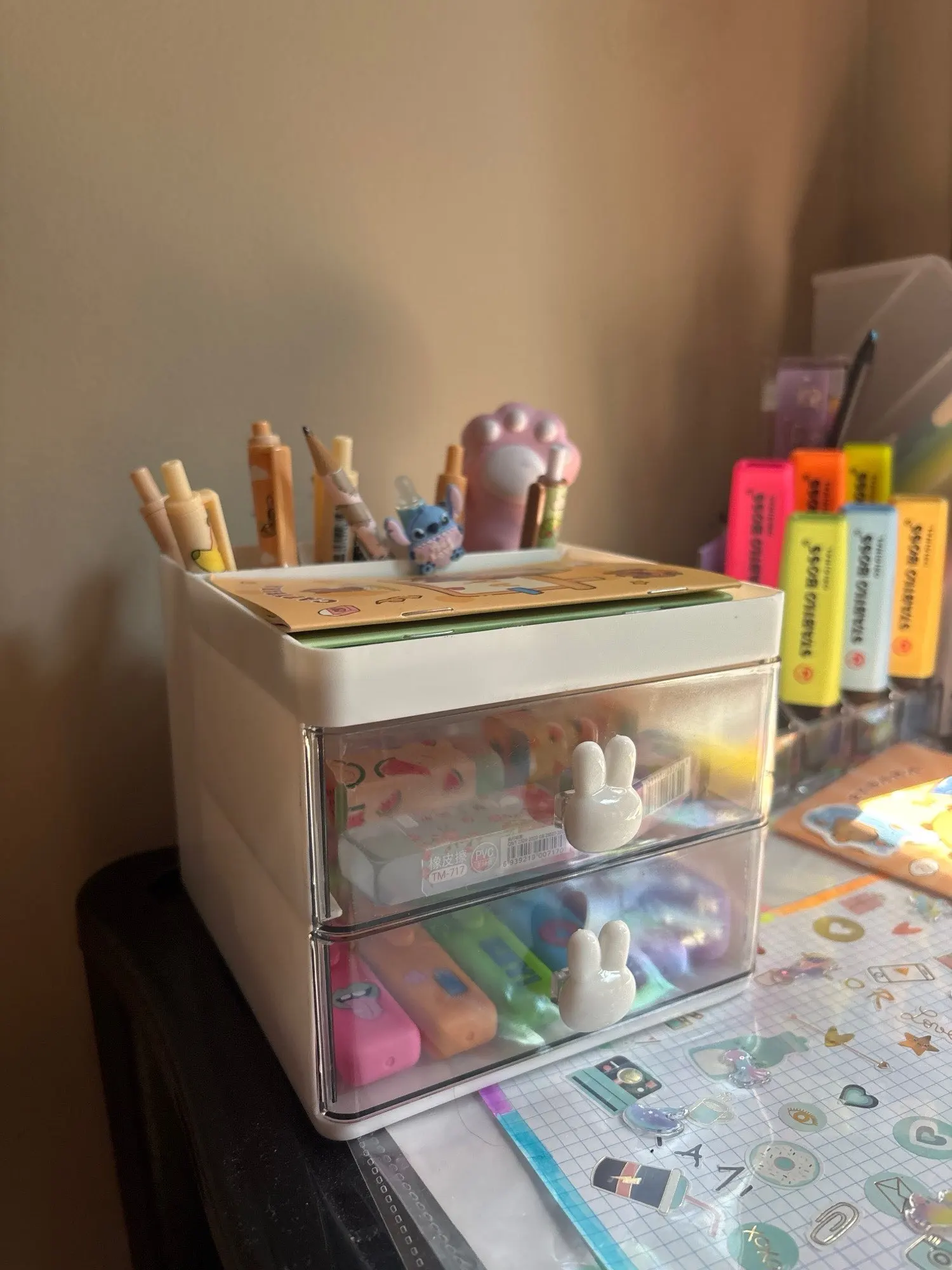Small Desk Organizer With Drawer, Office Desktop Storage photo review