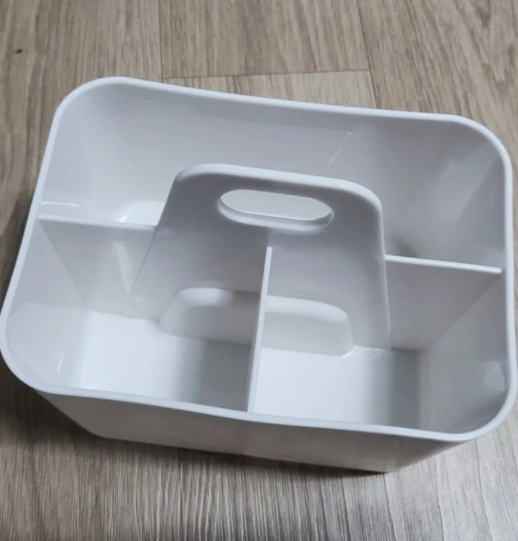 5-Compartment Plastic Storage Basket with Handle, Portable Office photo review