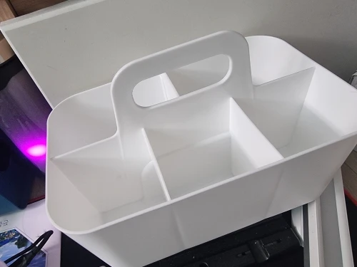 5-Compartment Plastic Storage Basket with Handle, Portable Office photo review