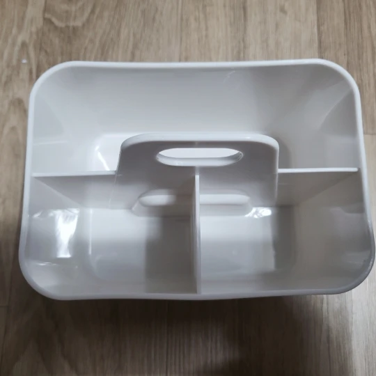5-Compartment Plastic Storage Basket with Handle, Portable Office photo review