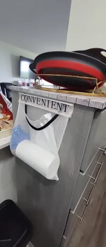 Wall Mount Mesh Storage Bag household Garbage Bag photo review