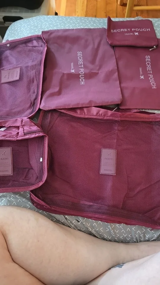 6 Pcs/Set Pink/Blue/Grey Travel Storage Bag Large Capacity photo review