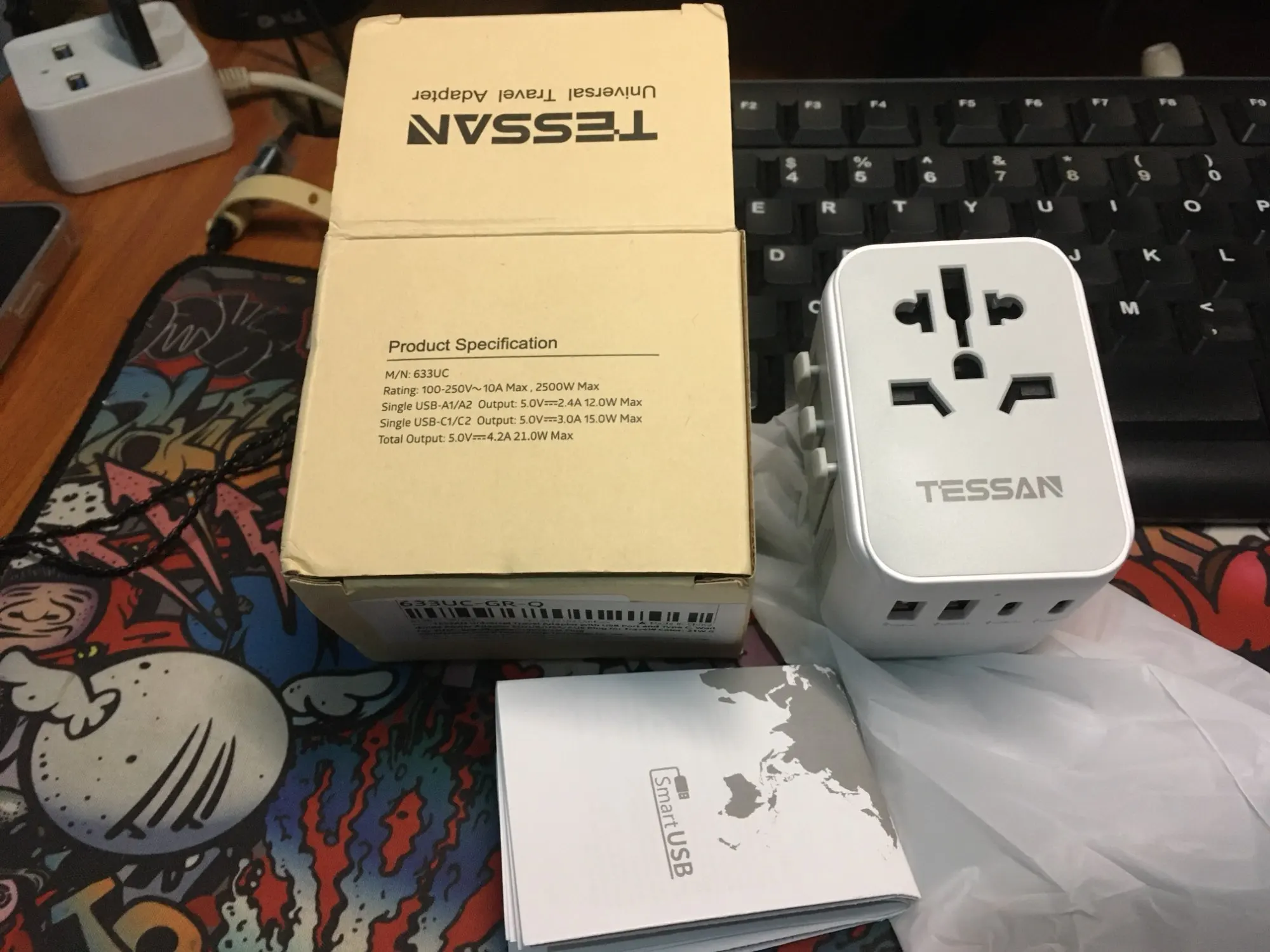 TESSAN Universal Travel Adapter with USB Port and photo review