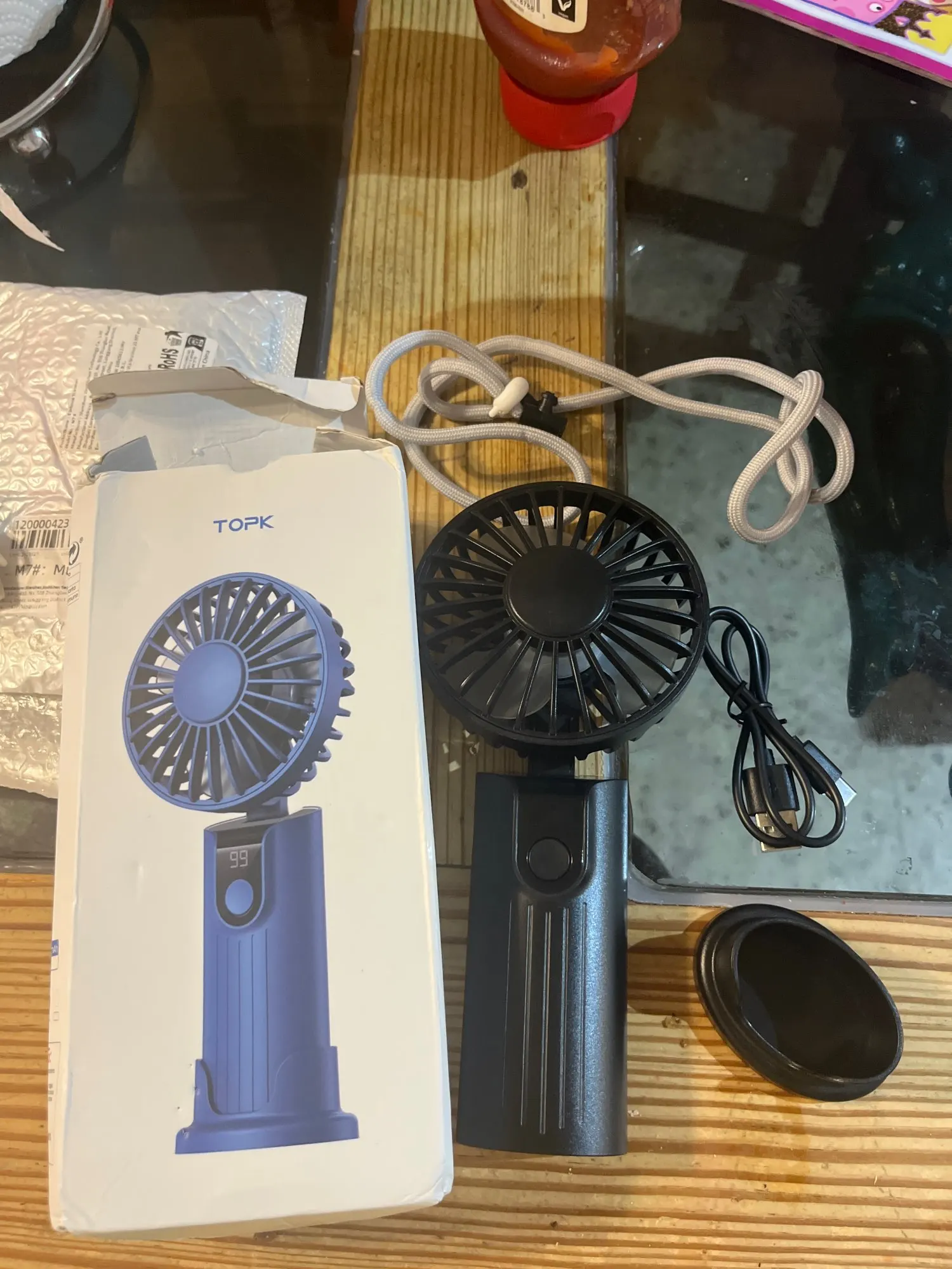 TOPK 5000mAh Mini Portable Fan USB Rechargeable Hand photo review